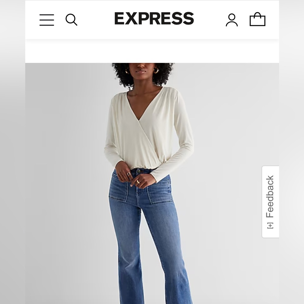 Express V-Neck Long Sleeve Faux Wrap Bodysuit! NWT - never worn